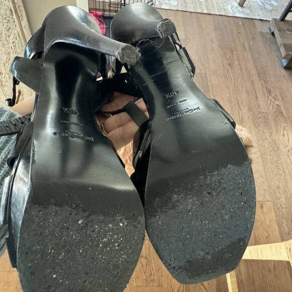 Yves Saint Laurent YSL Tribute Platform Sandals 40.5 Black Patent - Picture 10 of 10